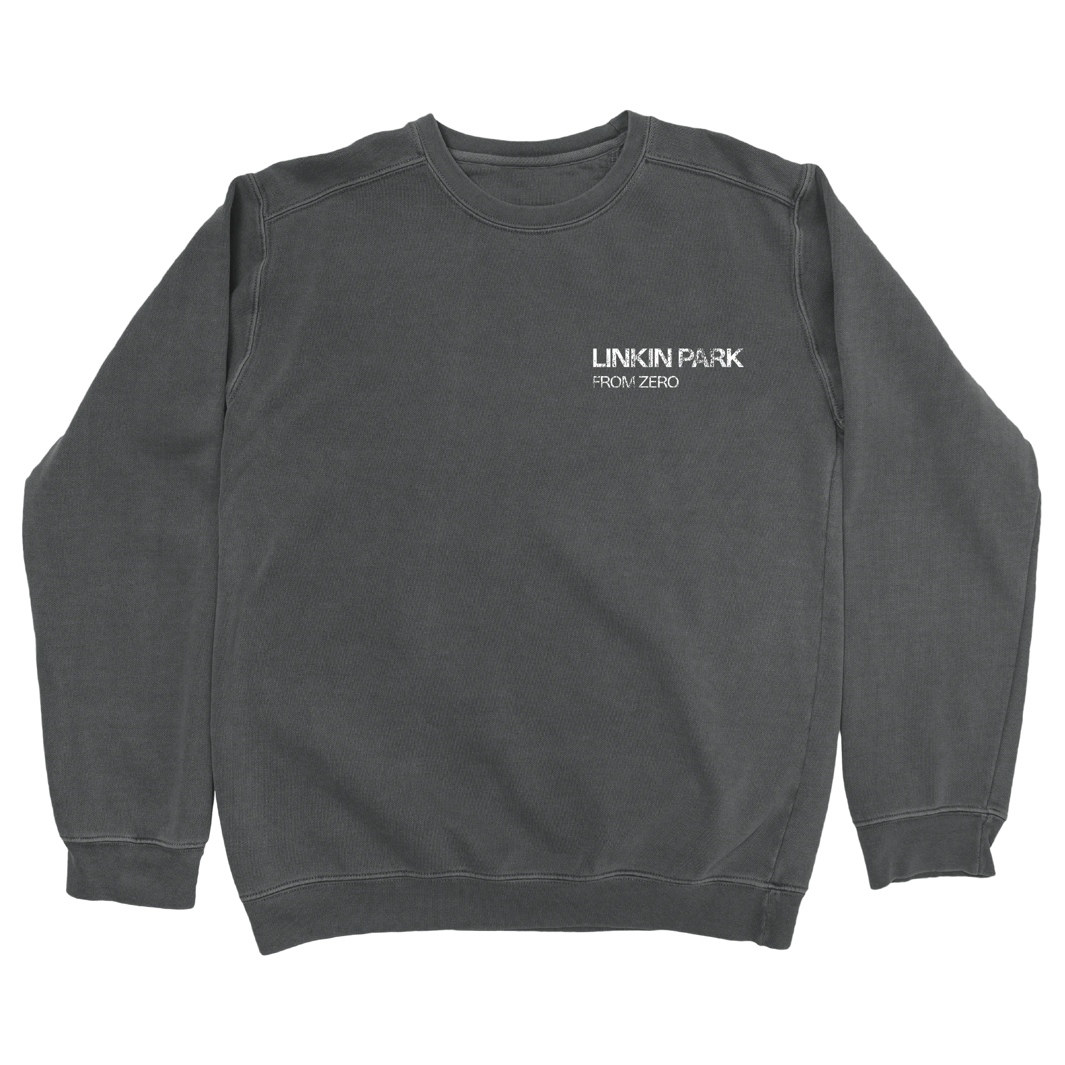 From Zero Distressed Logo Washed Graphite Crewneck