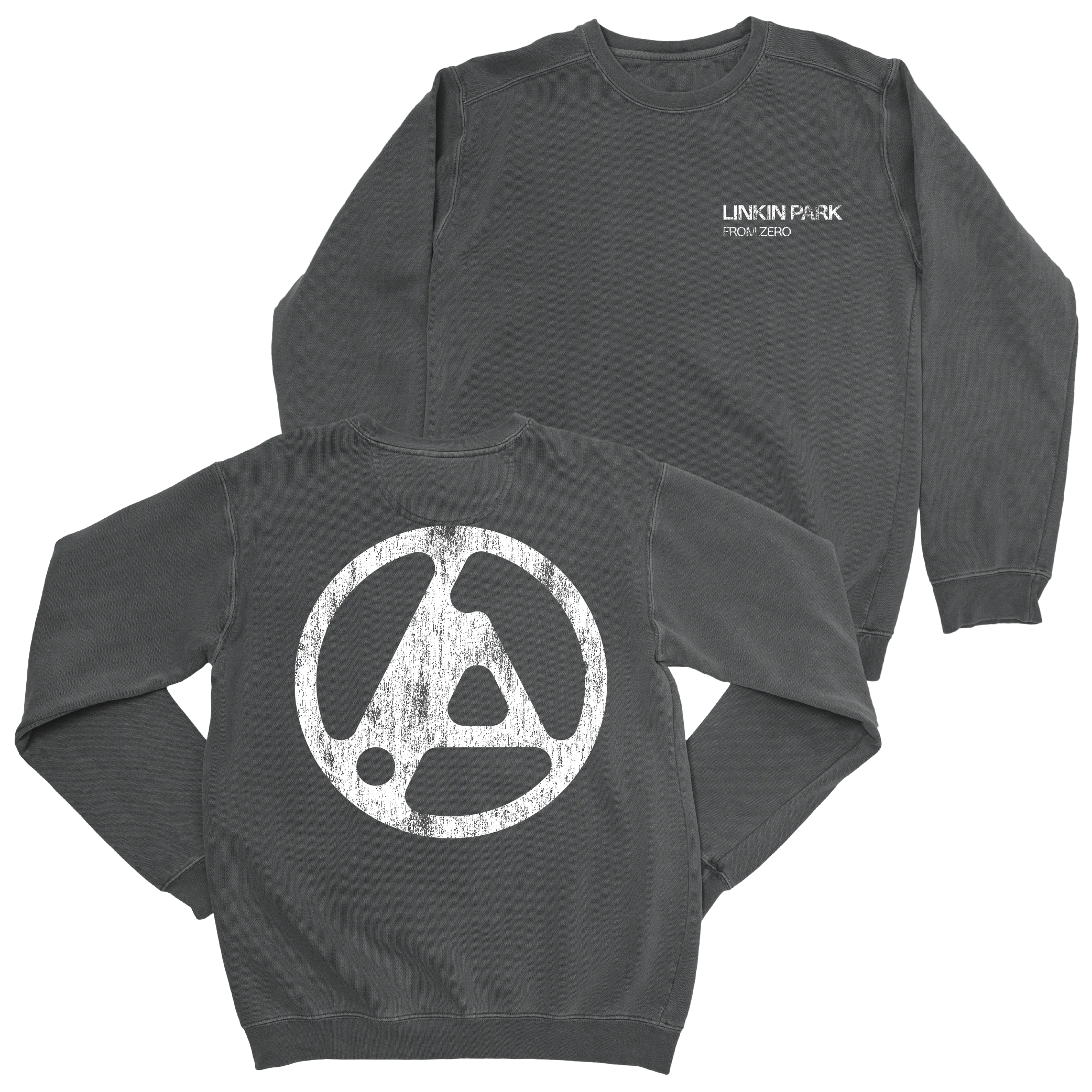 From Zero Distressed Logo Washed Graphite Crewneck - Image 3